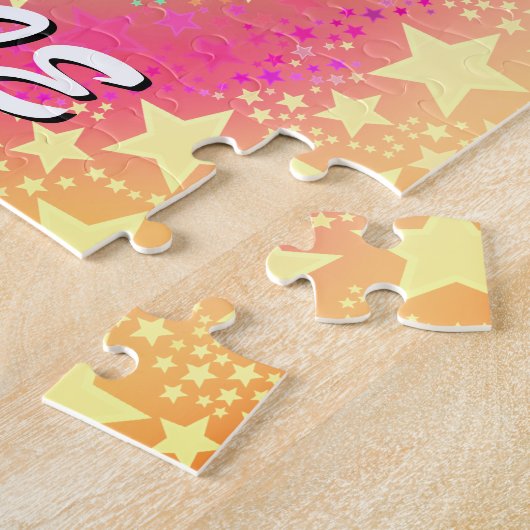 Karate Meisje Kick Sterren en wervelingen Retro Legpuzzel (Zijkant)