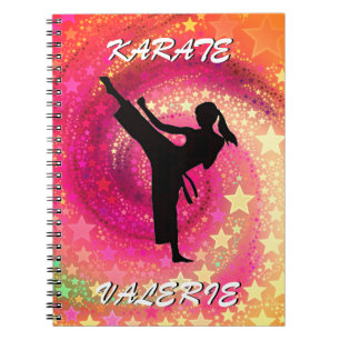 Karate Meisje Kick Sterren en wervelingen Retro Notitieboek