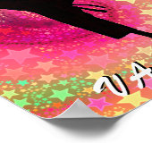 Karate Meisje Kick Sterren en wervelingen Retro Poster (Hoek)