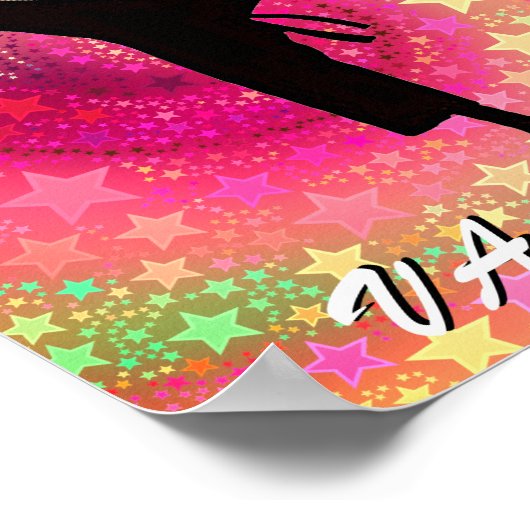 Karate Meisje Kick Sterren en wervelingen Retro Poster (Hoek)