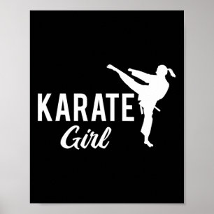 Karate meisje paardenstaart vechter wit martial ar poster