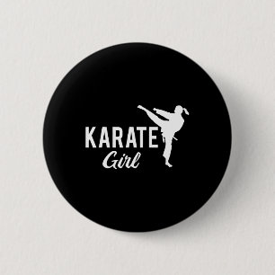 Karate meisje paardenstaart vechter wit martial ar ronde button 5,7 cm