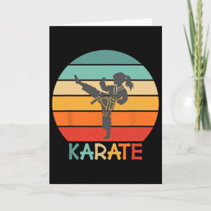Karate Meisje Retro Zonsondergang Design Met Jonge Kaart