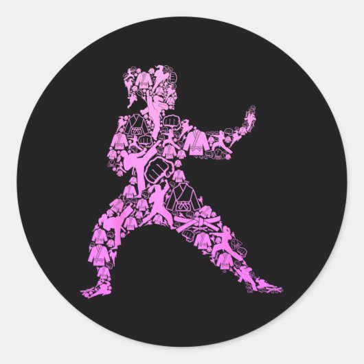 Karate Meisje Ronde Sticker (Voorkant)