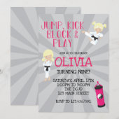 Karate Meisje Roze Martial Arts Verjaardagsuitnodi Kaart (Voorkant / Achterkant)