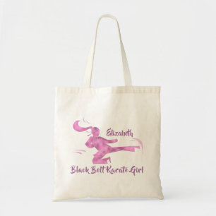 Karate Meisje Silhouet Martial Art Moderne Canvas  Tote Bag