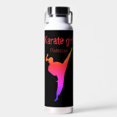 Karate Meisje Silhouet Martial Arts Moderne Sport Waterfles (Voorkant)