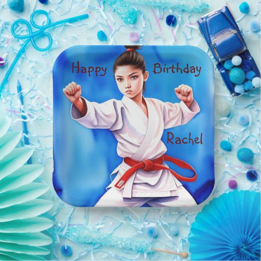 Karate meisje verjaardag papieren bordje (Feest)