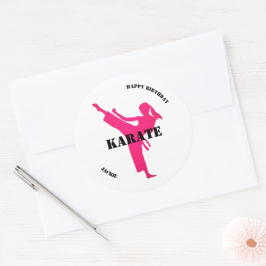 Karate Meisje Verjaardag Stickers (Envelop)