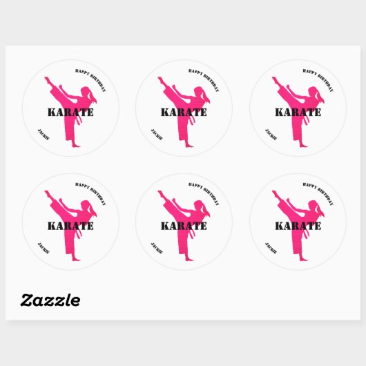 Karate Meisje Verjaardag Stickers (Vel)