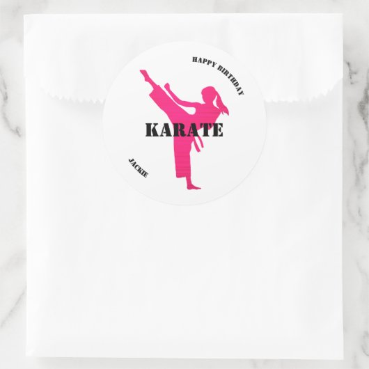 Karate Meisje Verjaardag Stickers (Tas)