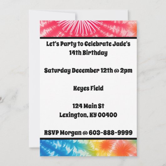 Karate Meisje Verjaardagsfeestje Stropdas-Dye Rege Kaart (Achterkant)