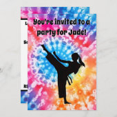 Karate Meisje Verjaardagsfeestje Stropdas-Dye Rege Kaart (Voorkant / Achterkant)