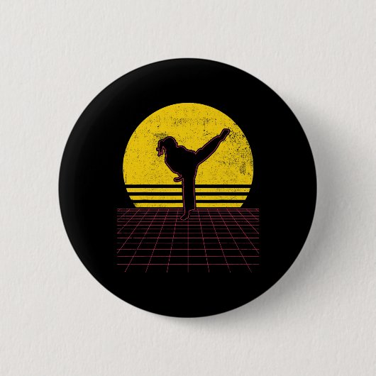Karate Meisje Vintage Ronde Button 5,7 Cm (Voorkant)