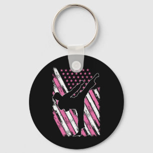 Karate Meisje Vlag Amerikaanse Martial Arts Sleutelhanger