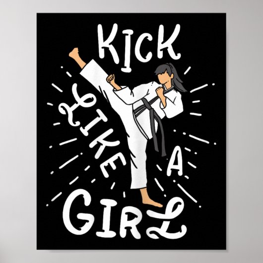 Karate Meisjes Trapper Als Een Kickboksen Taekwond Poster (Voorkant)