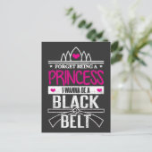Karate meisjes vergeten prinses om een zwarte band briefkaart (Staand voorkant)