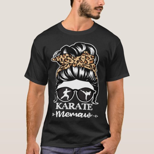 Karate Memaw Messy Bun Hair Karate Fighter Memaw T-shirt (Voorkant)