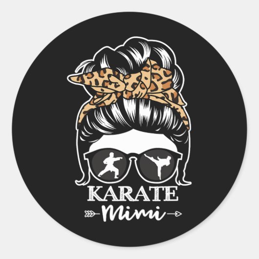 Karate Mimi Messy Bun Hair Funny Karate Fighter Mi Ronde Sticker (Voorkant)