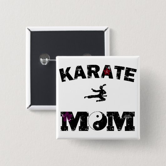 Karate MOM Vierkante Button 5,1 Cm (Voorkant /achterkant)