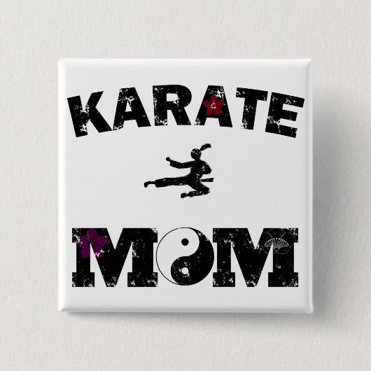 Karate MOM Vierkante Button 5,1 Cm (Voorkant)