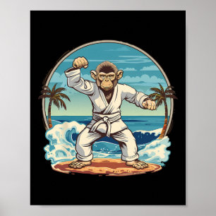 Karate Monkey Beach Kickboksen Jiu-jitsu Mma Marti Poster