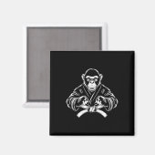 Karate Monkey Drawing Kickboxing Jiu-jitsu Mma Mar Magneet (Voorkant / Achterkant)