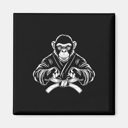 Karate Monkey Drawing Kickboxing Jiu-jitsu Mma Mar Magneet (Voorkant)