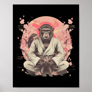 Karate Monkey Jiu-jitsu Mma Vechtkunst Sakura Ki Poster