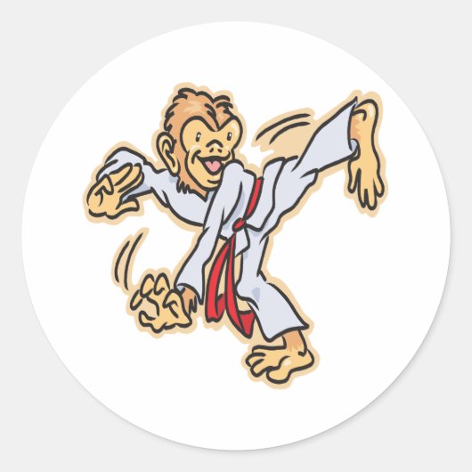 Karate-Monkey Ronde Sticker (Voorkant)