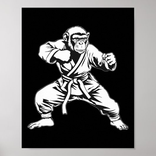 Karate Monkey Taekwondo Kickboxing Mma Judo Monkey Poster (Voorkant)