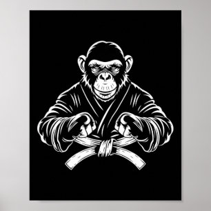 Karate Monkey Tekening Kickboksen Jiu-jitsu MMA Ma Poster