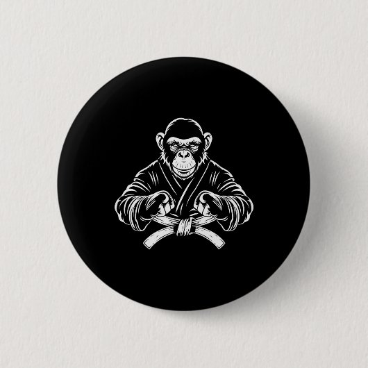 Karate Monkey Tekening Kickboksen Jiu-jitsu MMA Ma Ronde Button 5,7 Cm (Voorkant)