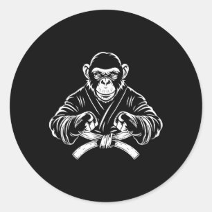 Karate Monkey Tekening Kickboksen Jiu-jitsu MMA Ma Ronde Sticker