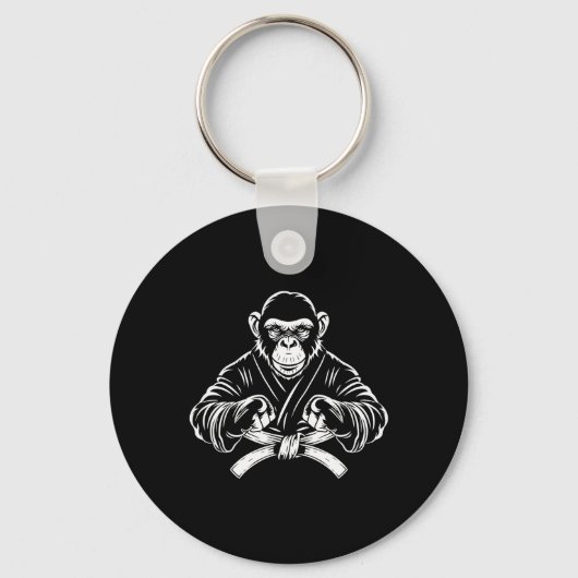 Karate Monkey Tekening Kickboksen Jiu-jitsu MMA Ma Sleutelhanger (Voorkant)
