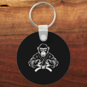 Karate Monkey Tekening Kickboksen Jiu-jitsu MMA Ma Sleutelhanger (Voorkant)