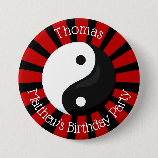 Karate Name Button Boy Birthday Party of Event (Voorkant)