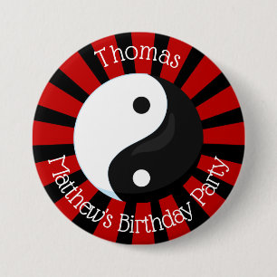 Karate Name Button Boy Birthday Party of Event