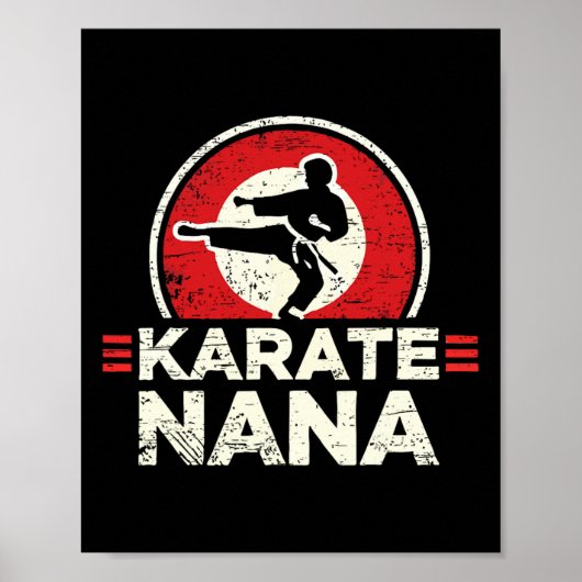 Karate Nana Retro Kick Silhouette Poster (Voorkant)