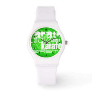 Karate; Neon groene strepen Horloge