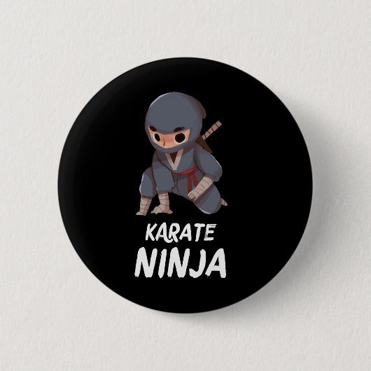 Karate Ninja Boy Funny Martial Arts Sport Ronde Button 5,7 Cm (Voorkant)