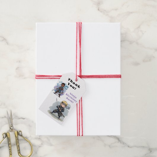Karate Ninja Boy's Verjaardag Bash Bedankt Cadeaulabel (Met Touw)