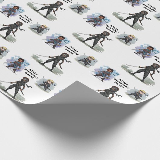 Karate Ninja Boy's Verjaardag Bash Cadeaupapier (Hoek)