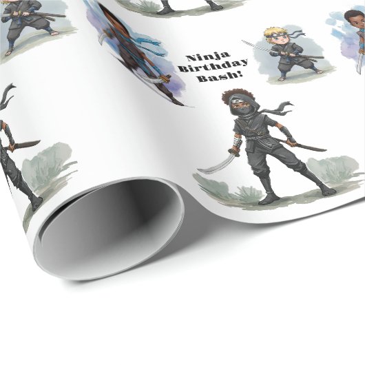 Karate Ninja Boy's Verjaardag Bash Cadeaupapier (Rol Hoek)