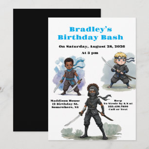 Karate Ninja Boy's Verjaardag Bash Kaart