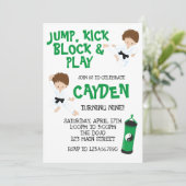 Karate Ninja Groen Verjaardag Kaart (Staand voorkant)