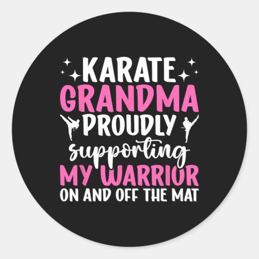 Karate Oma Ondersteunt Mijn Strijder Karate Oma Ronde Sticker (Voorkant)