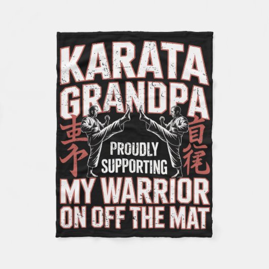 Karate Opa Ondersteunt Mijn Krijger Karate Opa Fleece Deken (Voorkant)