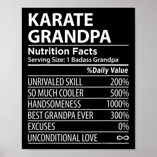 Karate Opa Voedingsfeiten Grappig Karate Opa Poster (Voorkant)
