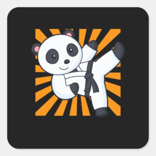 Karate Panda Funny Martial Arts Animal Children Vierkante Sticker